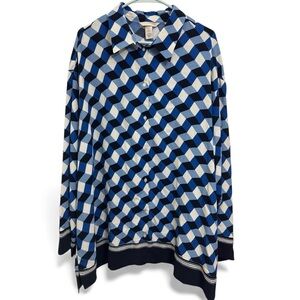 NWT H&M Blue and Black Geometric Shirt & Pant Set XL